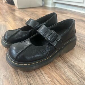 Dr. Martens 12277 Mary Jane Vintage Rare Daisy Flower Splat Chunky Buckle Shoes